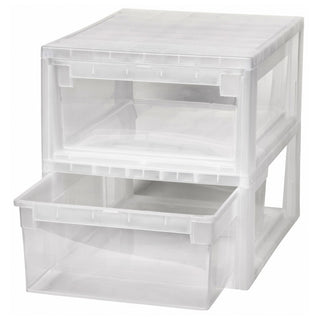 Set: 2 x Schubladenbox Größe M, Volumen 12 Liter (weiss, transparent)