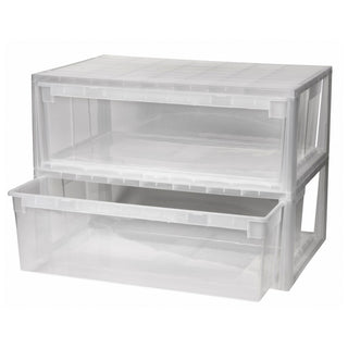 Set: 2 x Schubladenbox Größe XL, Volumen 36 Liter (weiss, transparent)