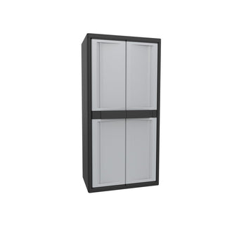 Set: 2 x Kreher - Jumbo-Schrank mit 3 Böden (schwarz, grau)