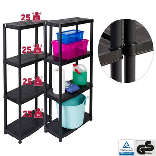Set: 2 x PRIMO - Kunststoffregal 12 Zoll (Schwarz)