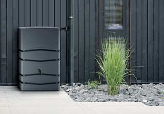 XXL Wassertank "AQUA TOWER" 450 Liter in Anthrazit (GLATTE OPTIK) mit Füllautomat und Wasserhahn