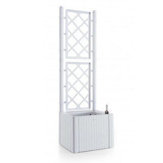 XL Spaliere / Pflanzkasten Rattan-Optik in Weiß (Größe wählbar)